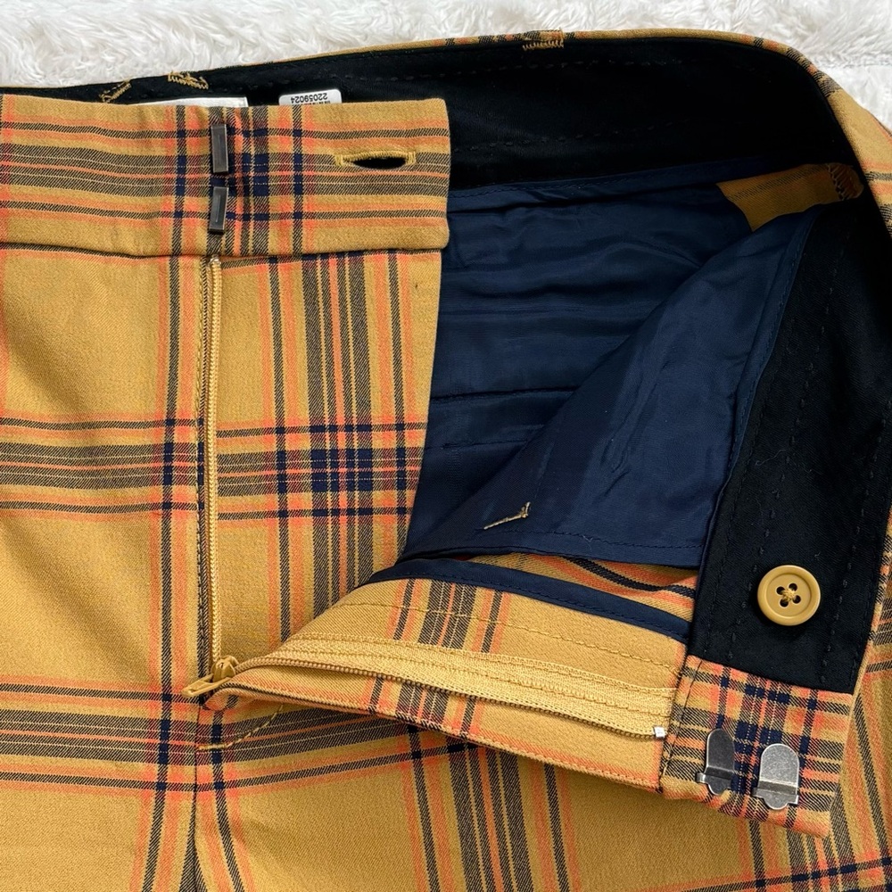 MAEVE ANTHROPOLOGIE Essential Plaid Kick Flare Ankle Pants Mustard Size 4 - Picture 7 of 9